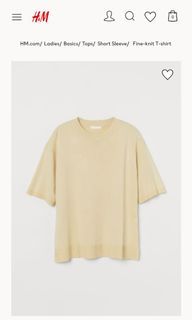 H&M Fine Knit T-shirt in Light Yellow