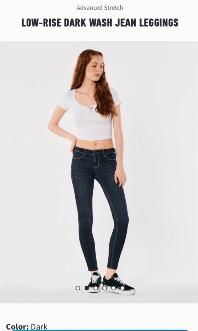 Hollister Low-Rise Dark Wash Jean Leggings, Women's Fashion