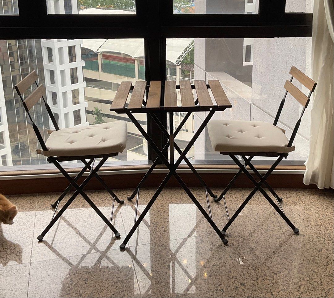 Ikea folding chairs and table set, Furniture & Home Living, Furniture