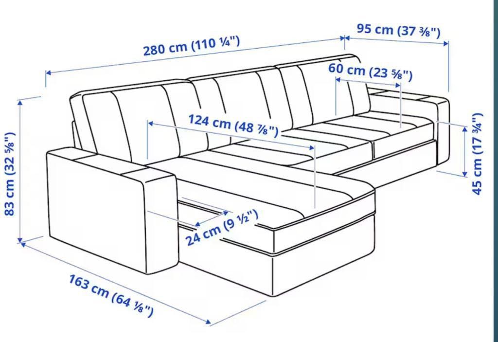 Ikea Kivik sofa with chaise, Furniture & Home Living, Furniture, Sofas