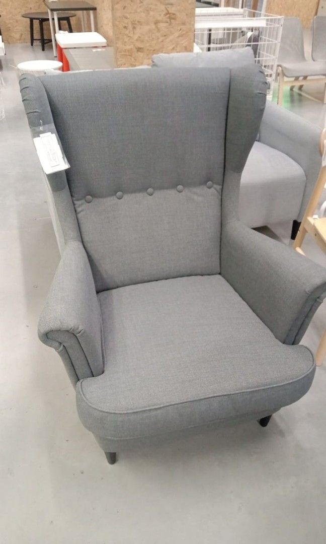 Ikea grey shop wingback chair