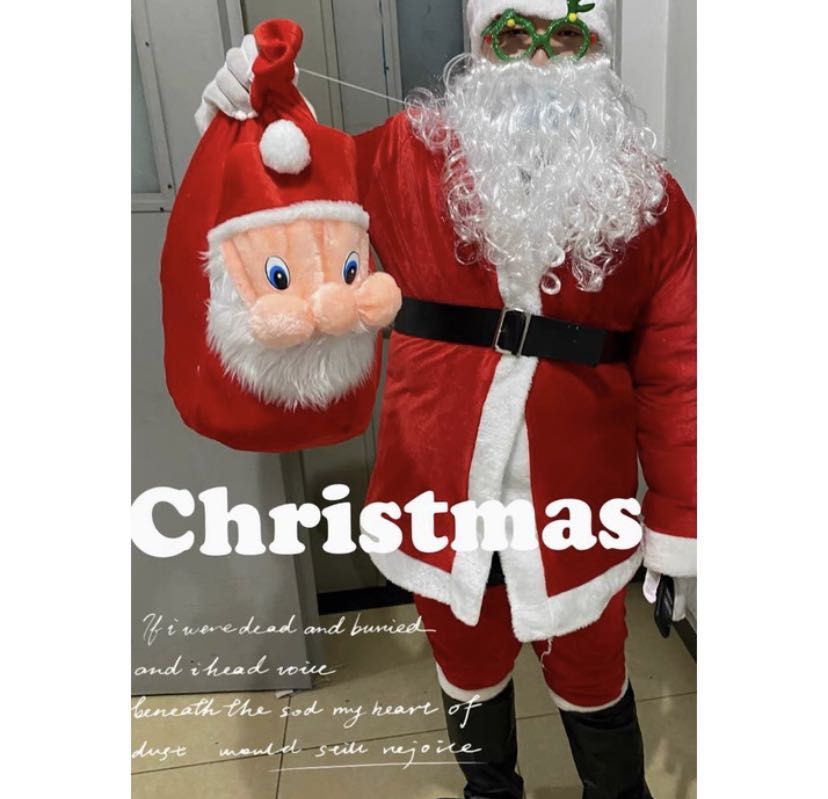 INSTOCK 8pcs SET Adult Christmas Costume Santa Claus Cosplay Outfit Belt Beard Hat Pants Set Xmas Party Dress