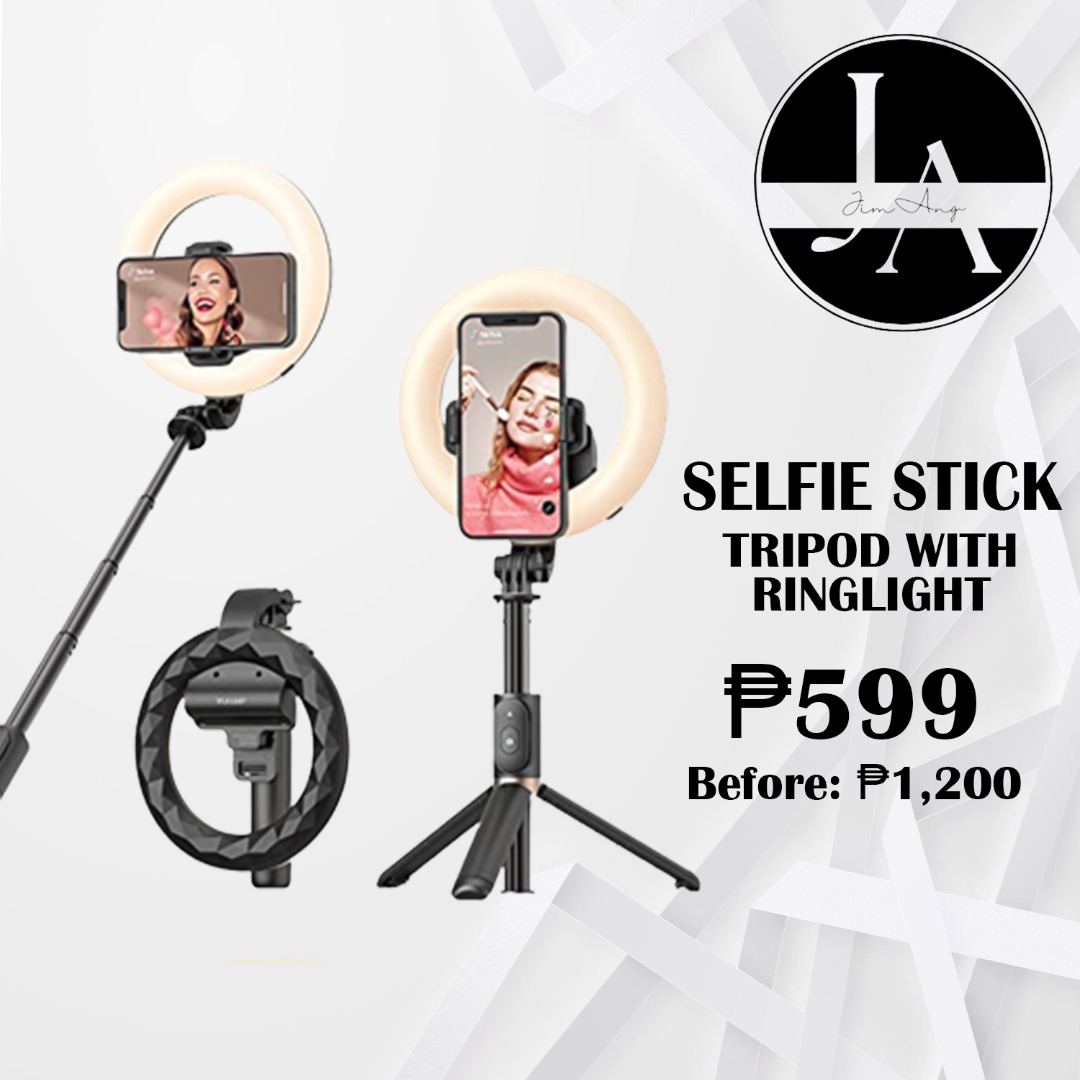JIMANG Selfie Stick Tripod with Ringlight & Bluetooth Clicker (PROMO