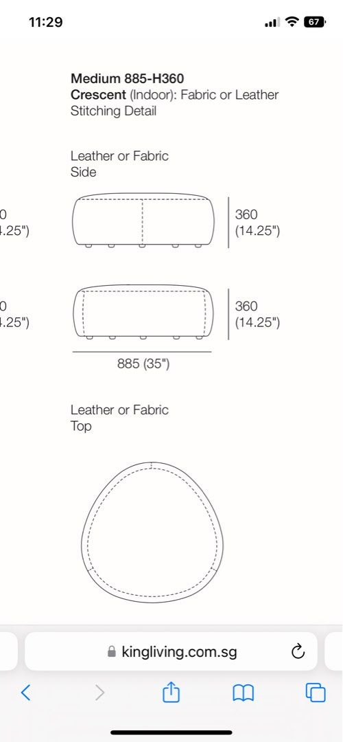 King Living Crescent Ottoman Leather, Furniture & Home Living