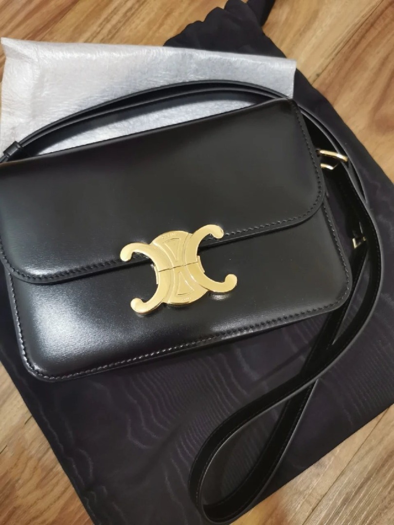 Celine Teen Triomphe Bag in Shiny Calfskin Luxury Bags Wallets