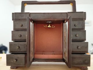 Large Wooden Wardrobe-Style Jewelry Armoire Cabinet