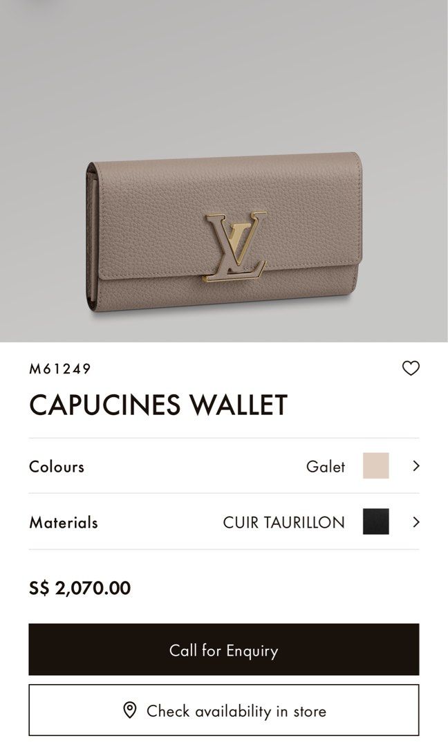 Louis Vuitton Portefeuille Capucine Galet M61249 Taurillon Leather