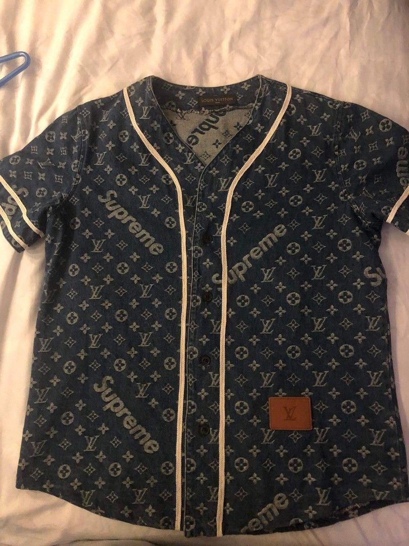 Bootleg) Louis Vuitton x Supreme Baseball Jersey SS17, Men's