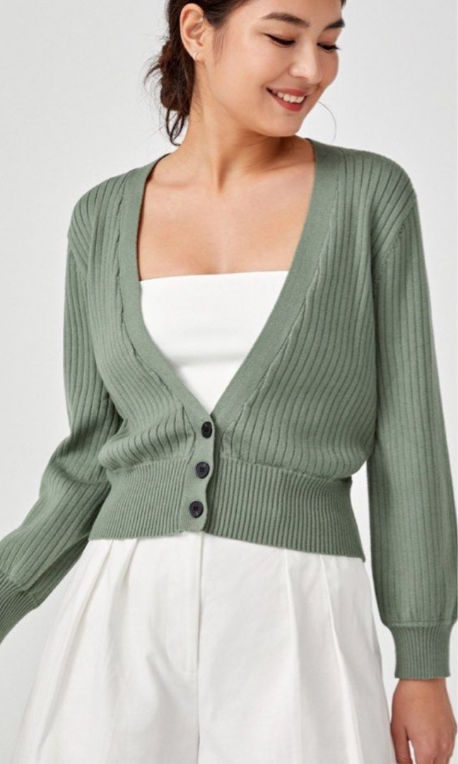 Love Bonito Sage Green Cardigan, Women's Fashion, Coats, Jackets and
