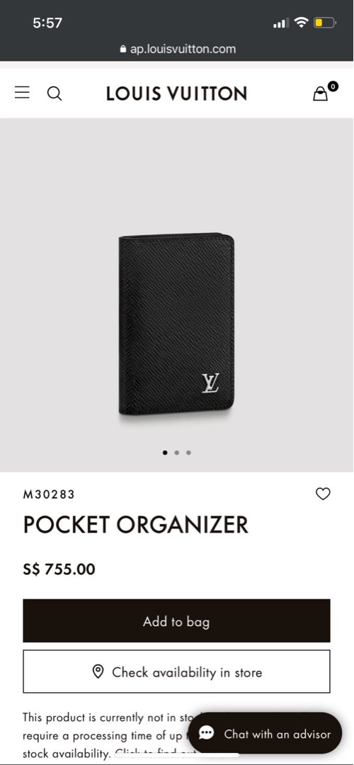 LOUIS VUITTON POCKET ORGANIZER IN TAIGA LEATHER (M30283) LV PLAZA