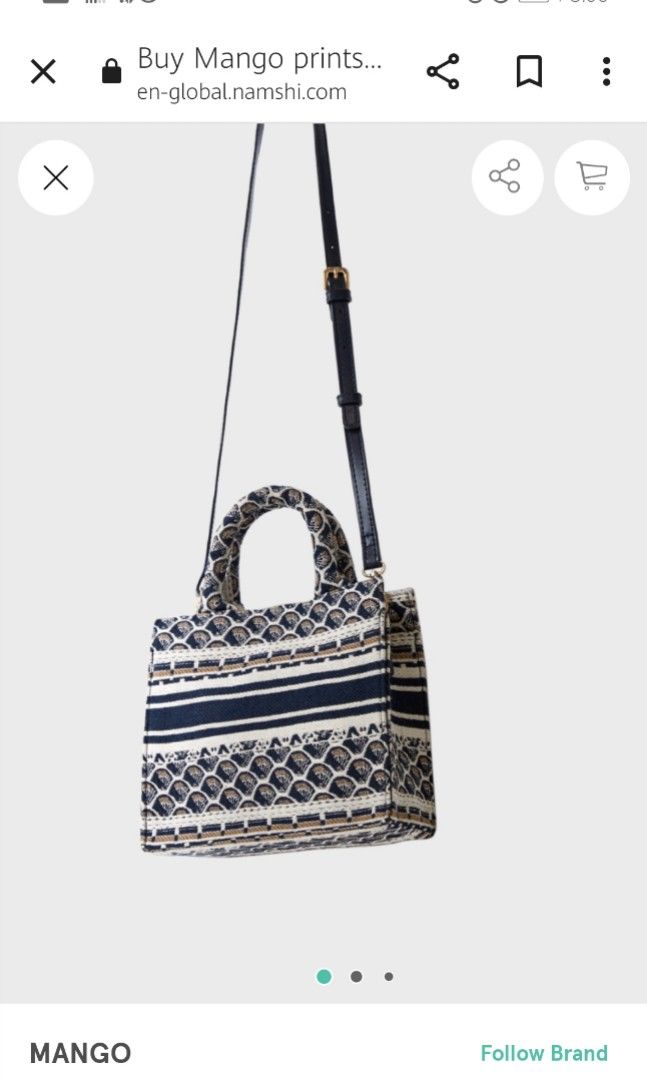 Mango embroidered shopper store bag