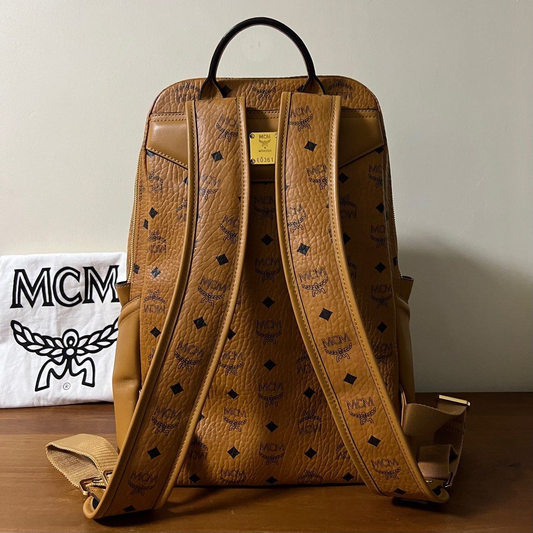 MCM Duke Visetos Backpack Cognac