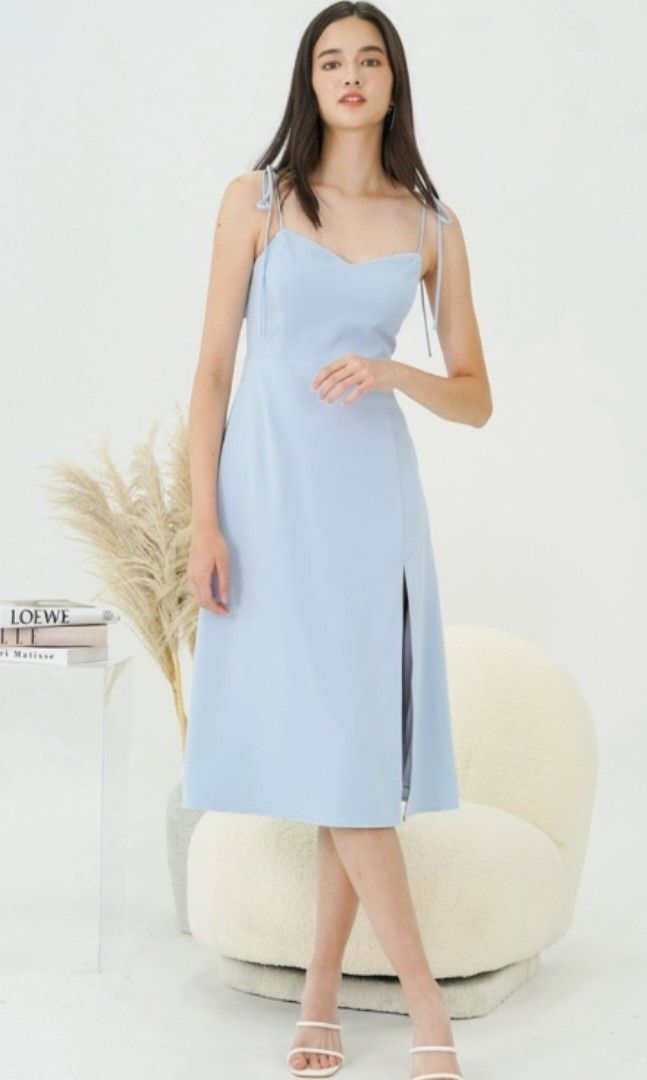 Sky Blue Shoulderless Triple Layer Midi Dress - Nine2Five-Clothing Brand