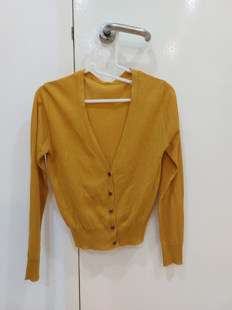 Mustard Yellow Cardigan, Women's Fashion, Coats, Jackets and Outerwear