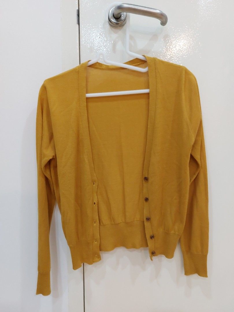 Mustard Yellow Cardigan, Women's Fashion, Coats, Jackets and Outerwear