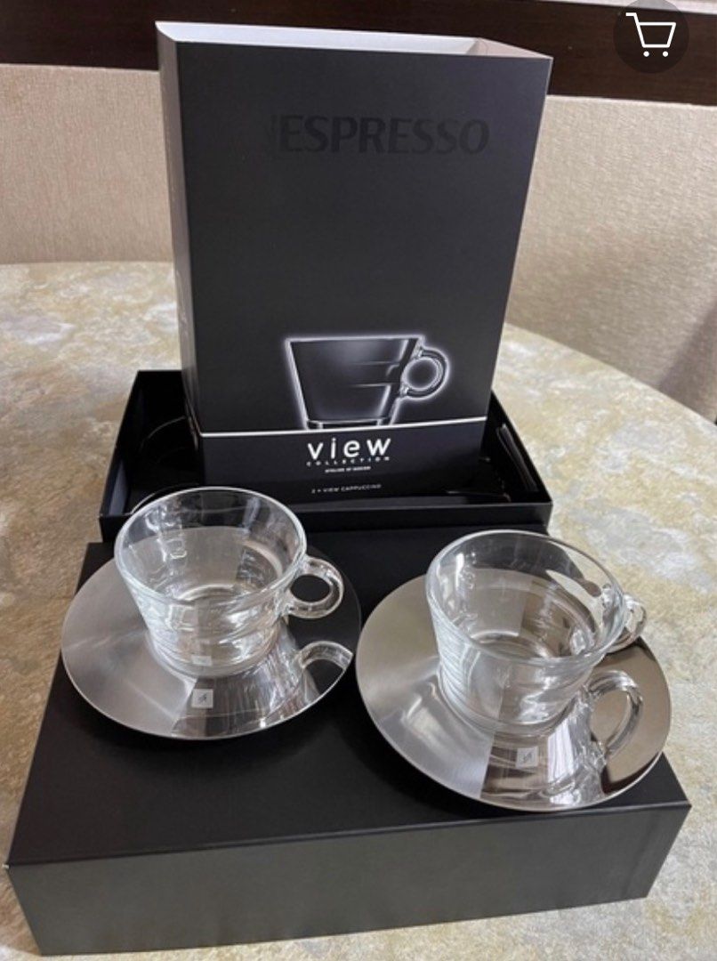 Nespresso View Collection 2 View Lungo Cups & 2 View Expresso Cups & 4  Saucers Box Set 