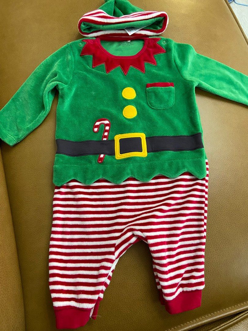 Next Baby Christmas Elf Romper outfit with hat Babies Kids