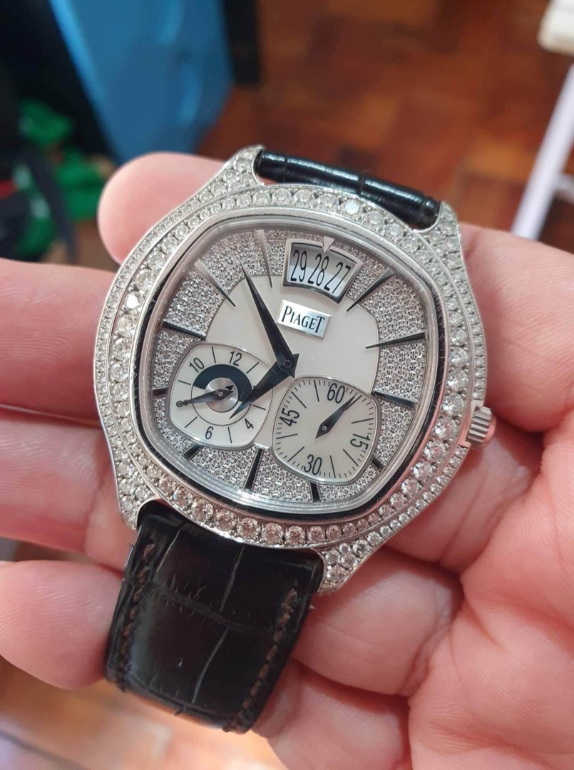 NICE 18K RARE SPECIAL EDITION PIAGET G0A32018 POLO EMPERADOR DUAL TIME DIAMOND WATCH