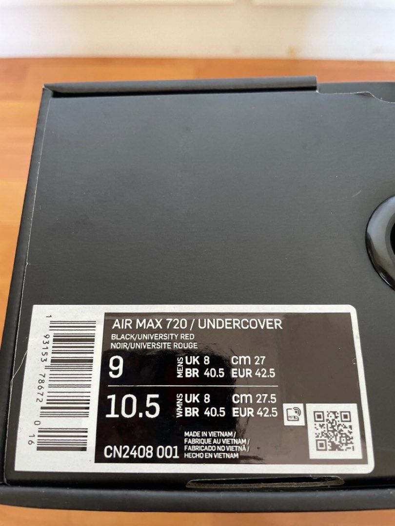 Nike Air Max 720 x Undercover Black red white pre loved US9