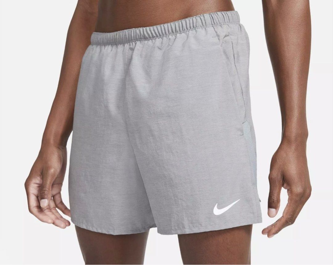 NIKE MEN CHALLENGER BRIEF LINE RUNNING SHORTS SMOKE GREY FREE