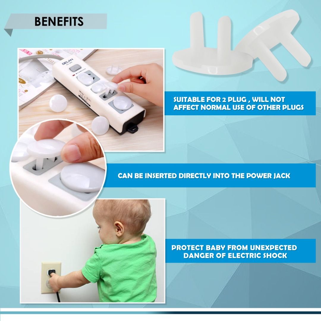 OUTLET PLUG COVER 2-PIN ABS WHITE, CHILD PROOF ELECTRICAL PROTECTOR ...