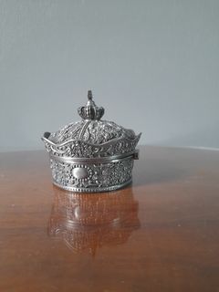 Pewter Crown Trinket with stones and velvet lining