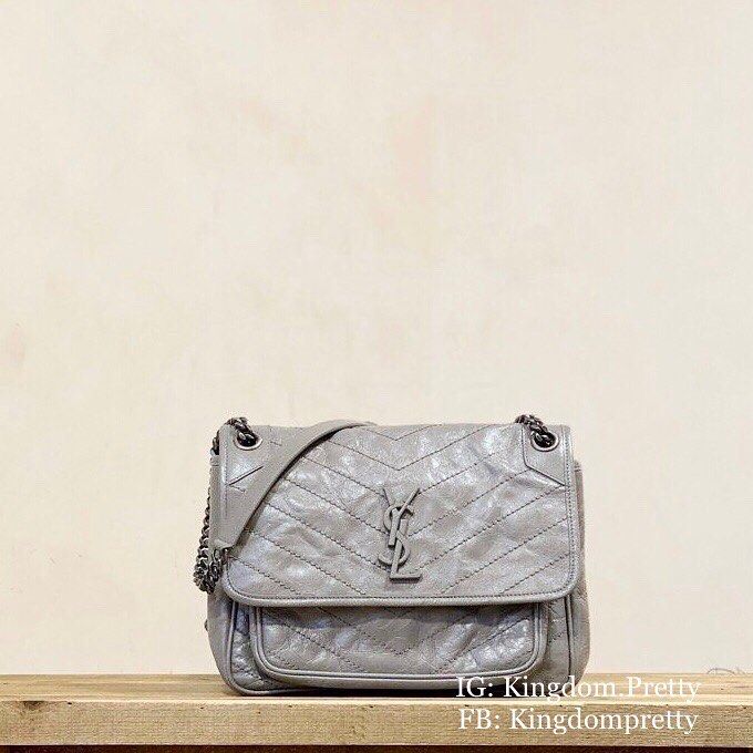 Pre-order YSL Saint Laurent Niki Medium Size Monogram Logo Flap Bag in  Grey, Luxury, Bags & Wallets on Carousell