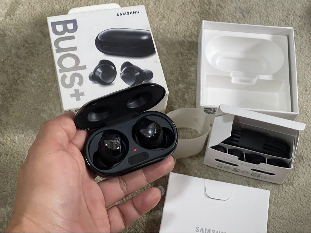 Samsung Galaxy Buds+ (Category: Earphones) located in San Juan City. Submitted by khaye1123 (Listing ID 1200393213, Image 2). Description: Samsung Galaxy Buds+ wireless earbuds with a 2-way speaker delivering sound by AKG. Enjoy a premium listening experience with crystal clear calls and long-lasting battery power..