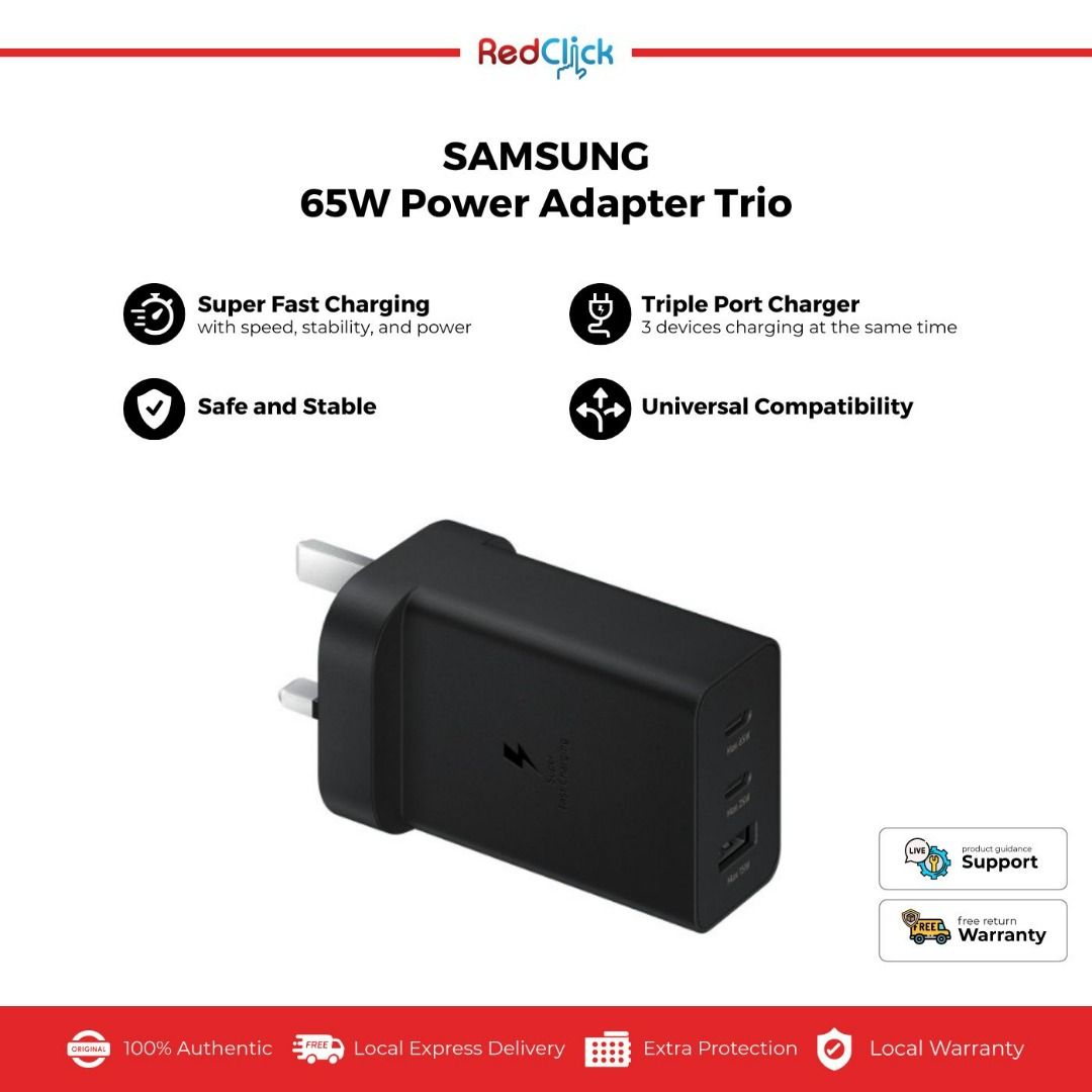 65W Trio Adapter Mobile Accessories - EP-T6530NBEGUS | Samsung US