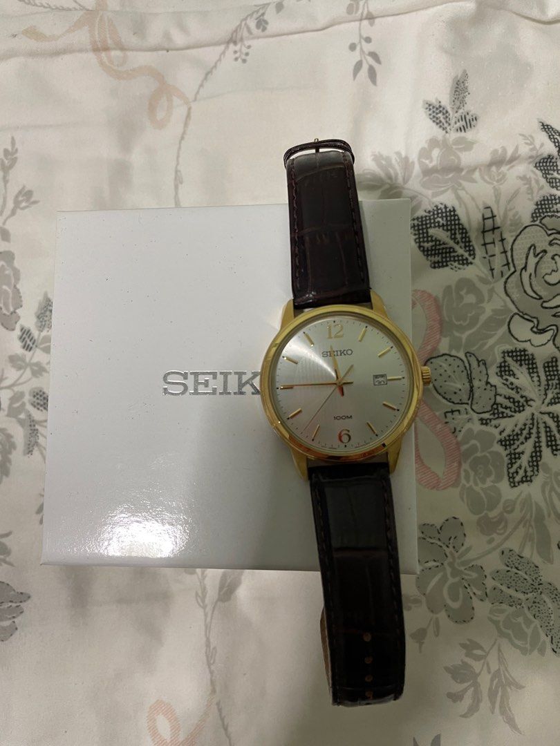 seiko brown leather watch