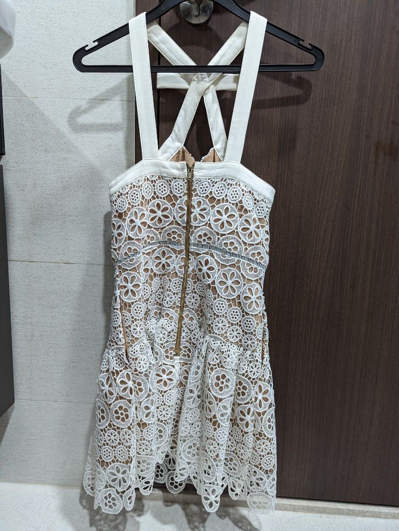 Self portrait white circle shop floral lace mini dress