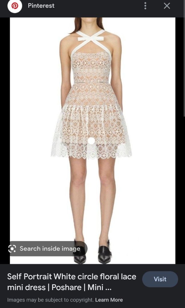 Self portrait white circle 2025 floral lace mini dress