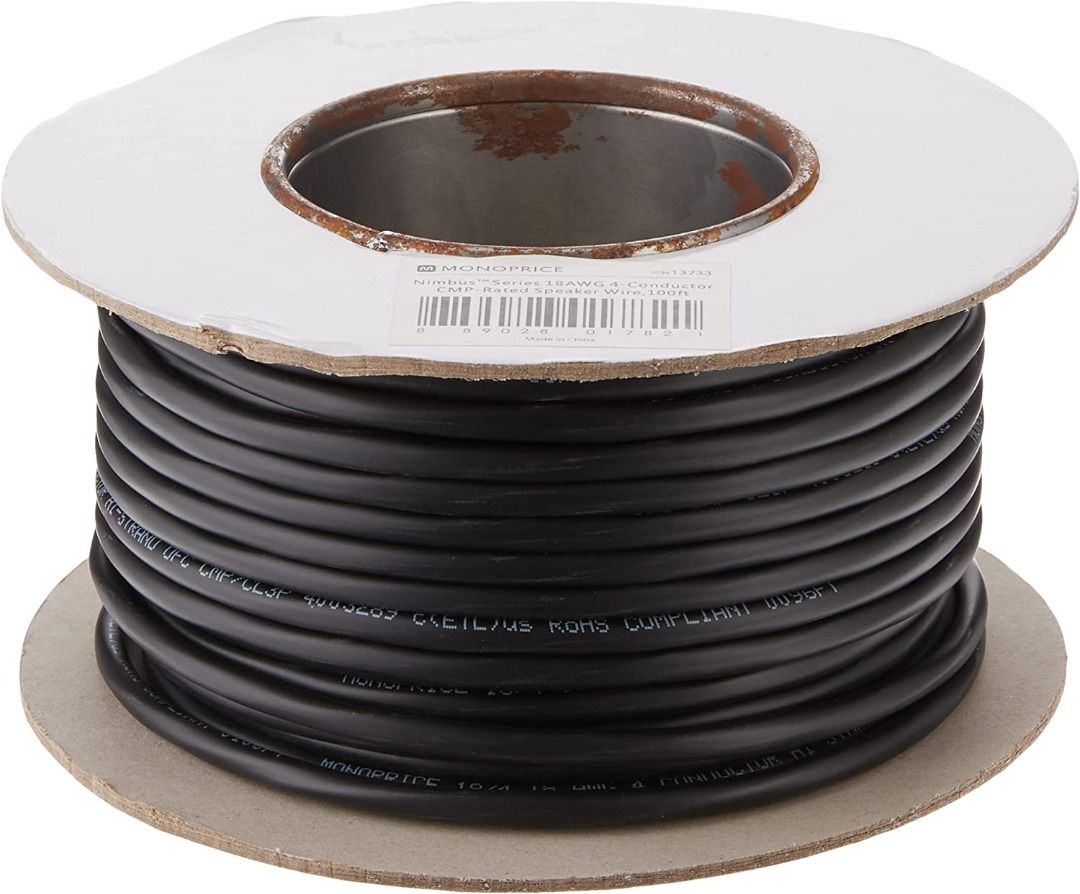 [sg stock] Monoprice Speaker Wire/Cable 100 Feet 18 AWG 4 Conductor