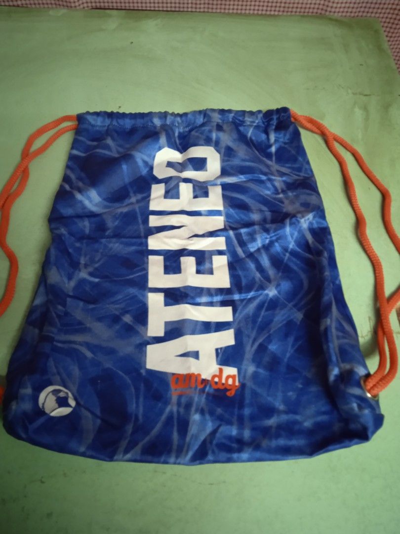 String bag (Category: Backpacks) located in Pasay City. Submitted by rchllramento21 (Listing ID 1200382848, Image 1). Description: I bought this string bag at the Ateneo as a remembrance only. I stocked and displayed to my room..