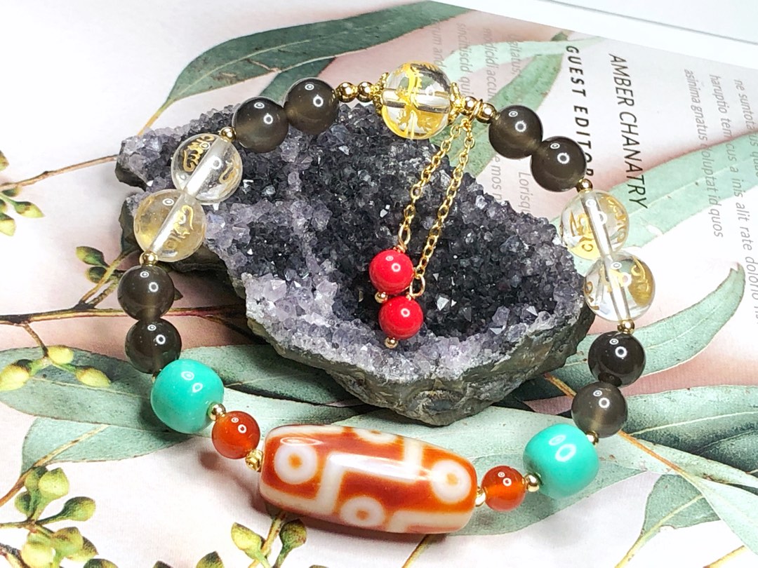 Tibetan Dzi Beads Carnelian Nine-Eyed Dzi Beads 藏传红玉髓九