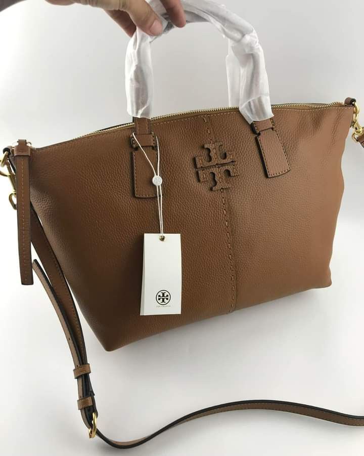 Tory Burch McGraw Top Zip Satchel Brown Women s Fashion Bags