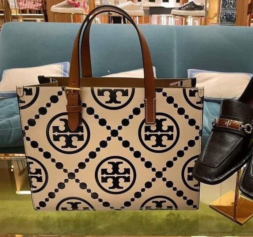Tory Burch T Monogram Contrast Tote Embossed Small Tote, Women's ...