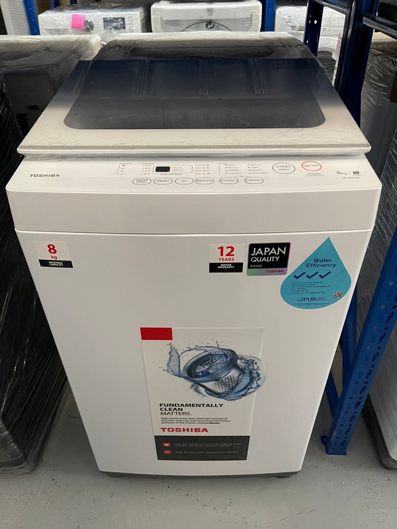TOSHIBA 8KG TOP LOAD WASHING MACHINE AWM901BS, TV & Home Appliances