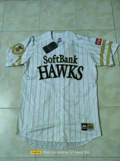 NPB Fukuoka Softbank Hawks JAPAN BASEBALL HOME JERSEY WHITE SZ. L Majestic