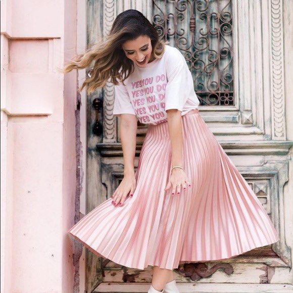 Pink pleated top skirt zara