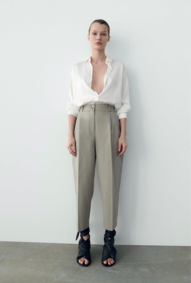 Zara ecru carrot fit trousers - new UK10 – Manifesto Woman