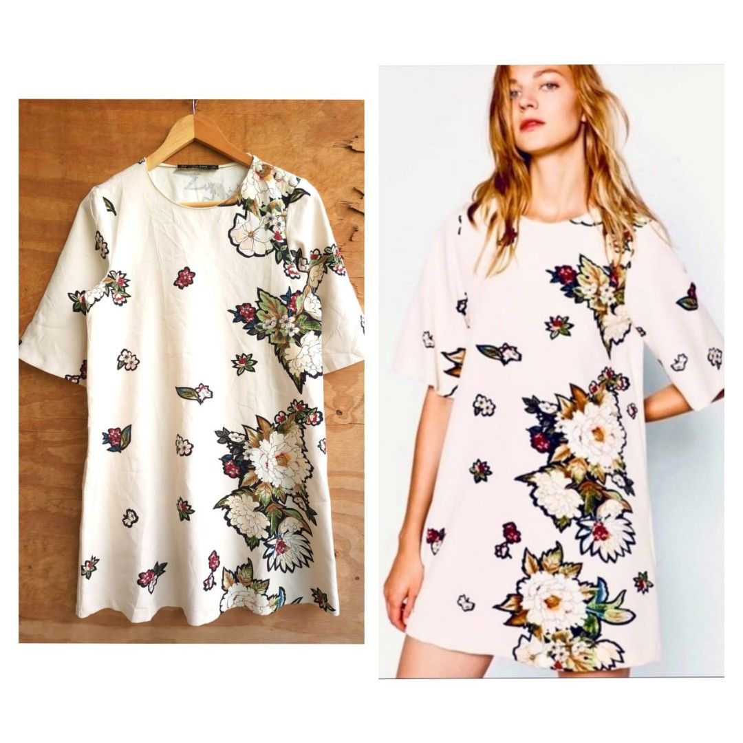 Zara Cream Floral Mini Dress