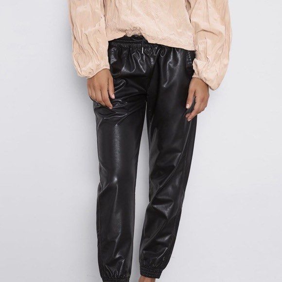 Zara Faux Leather Jogger Pants