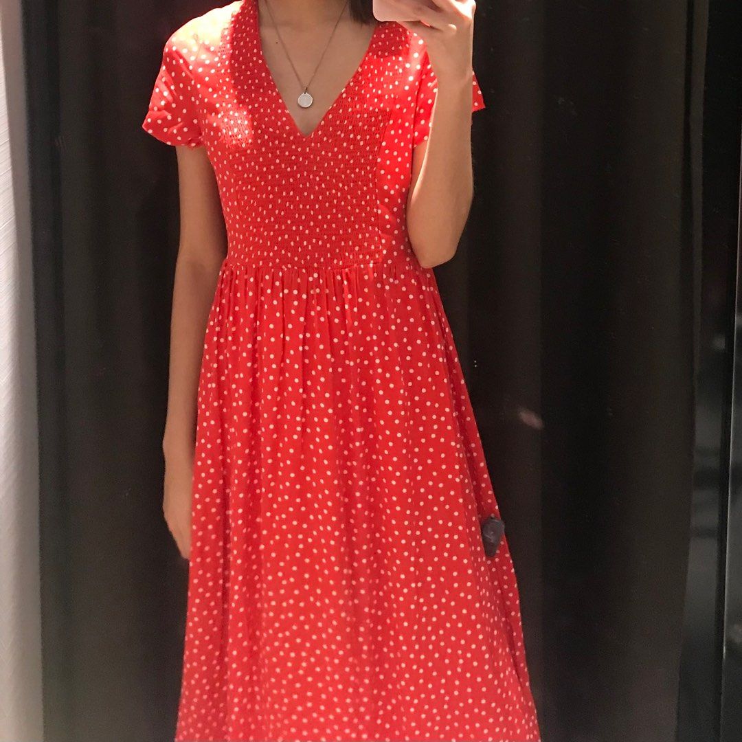 Polka dot deals red dress zara