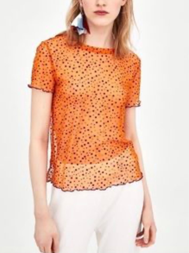 Zara Sheer Top, Women's Fashion, Tops, Blouses on Carousell