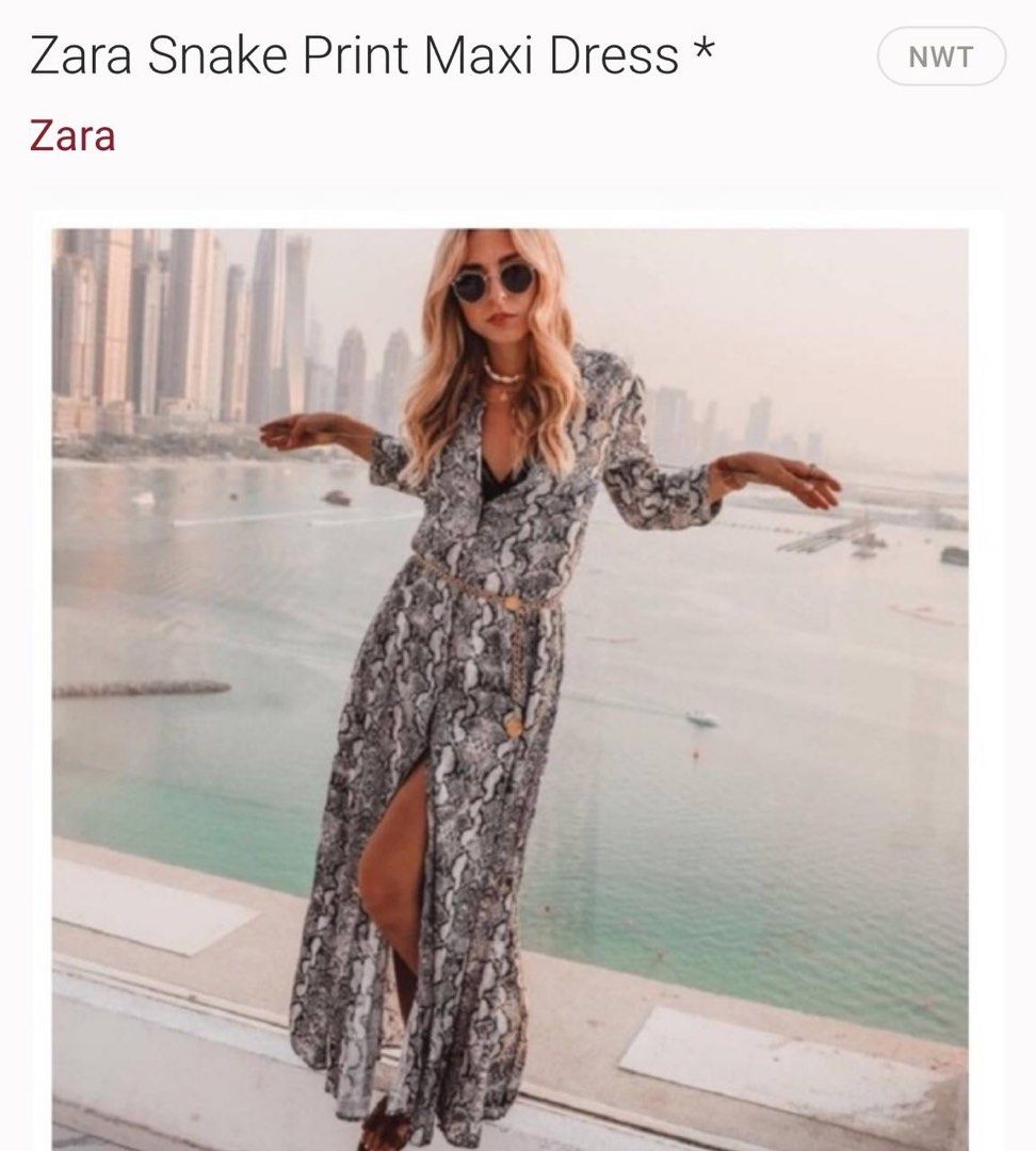 Zara snake shop print maxi dress