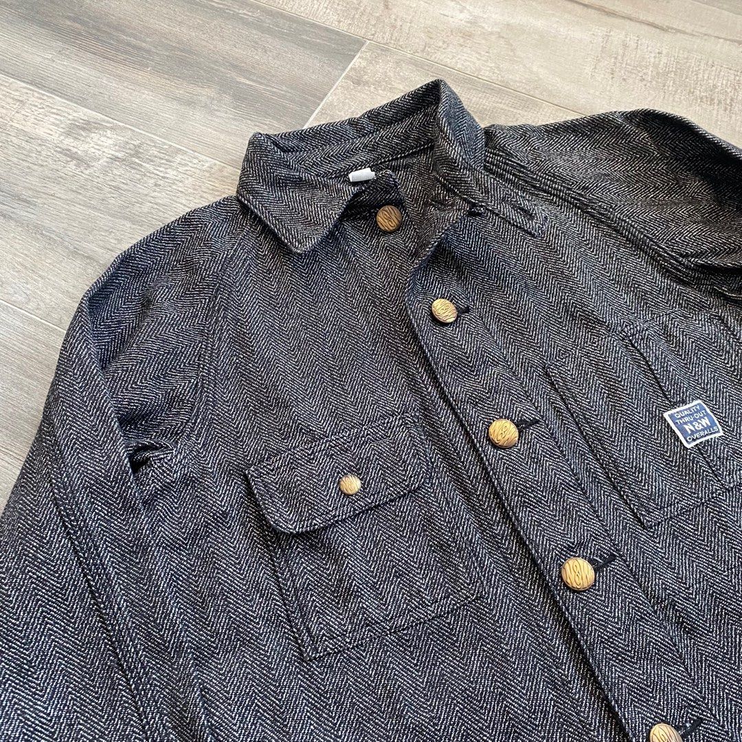 30-40'S N&W VINTAGE CHORE JACKET HERRINGBONE TWILL OVERALLS