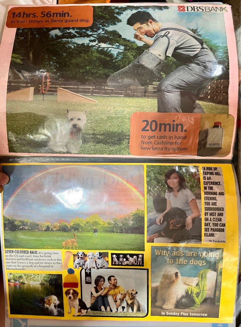 40 pages of old school scrapbooks full of newspaper/magazine prints of