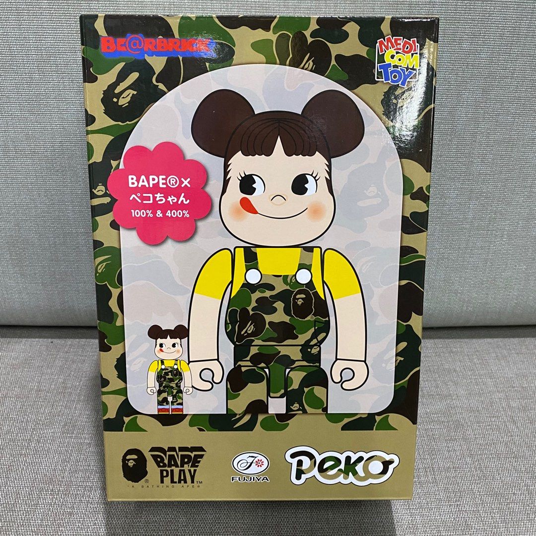 全新綠色Medicom Toy Be@rbrick-Bearbrick BAPE® x不二家牛奶妹100