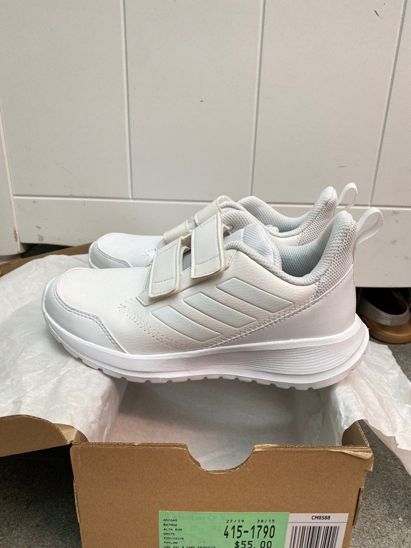 Adidas Sport Shoes Trainers Sneakers White Unisex New but discoloured US2.5 UK2 EU34 Babies Kids Babies Kids Fashion on Carousell